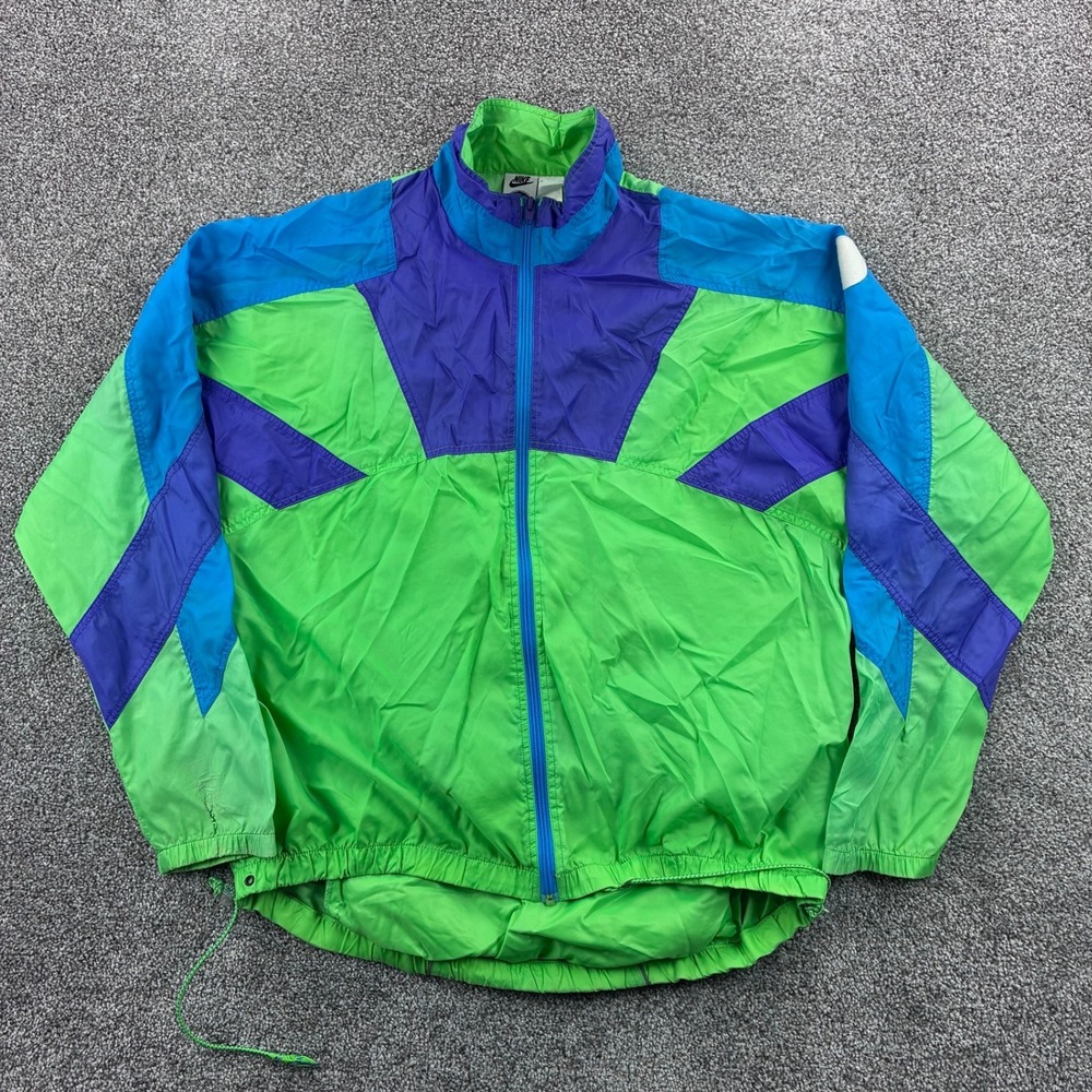 Vintage‎ Nike Echelon Windbreaker Jacket Mens L Green Purple Blue Colorblock 90s